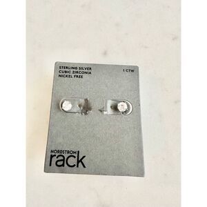 1 crt STERLING SILVER CUBIC ZIRCONIA NICKEL FREE round cut earrings